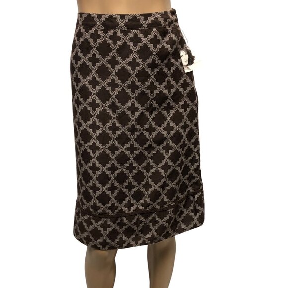 Jaclyn Smith Skirt Womens Sz 16 Brown White Lined Lightweight A-Line Office NEW - Picture 1 of 10
